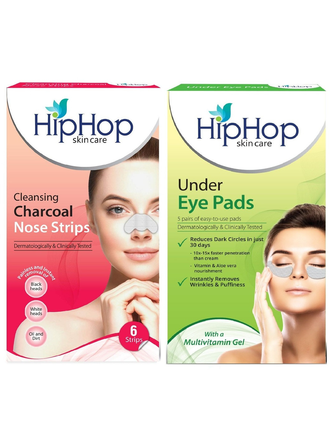 HipHop Skincare Set Of 2 Charcoal Nose Strips With Under Eye Pads