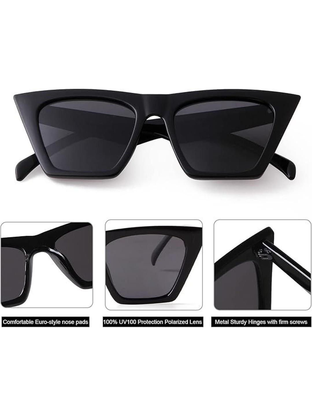 Arzonai Unisex Cateye Sunglasses with UV Protected LensMA-98501-BLACK-BLACK-L