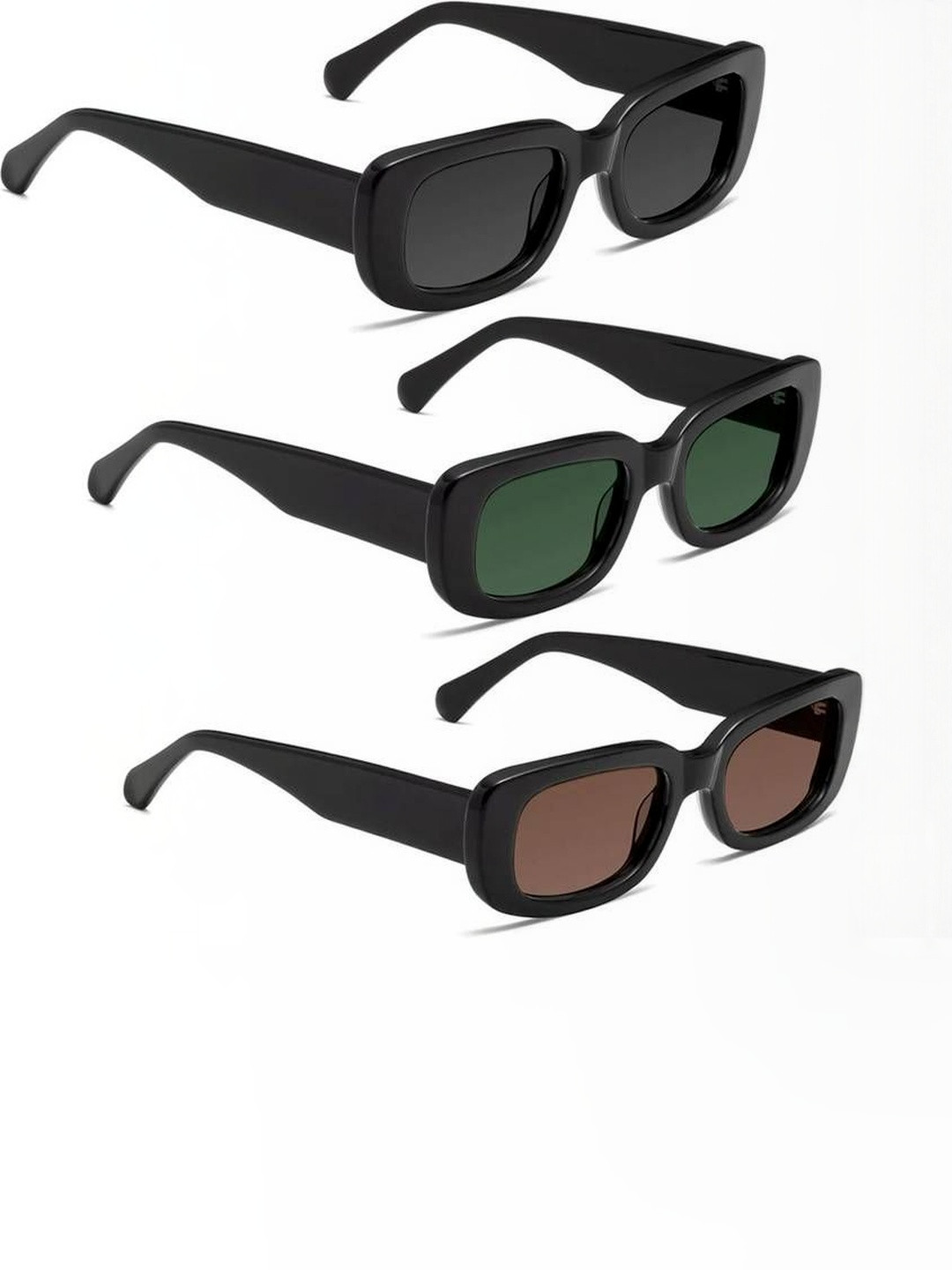 Arzonai Unisex Pack of 3 Rectangle with UV Protected Lens Sunglasses COMBO-2710