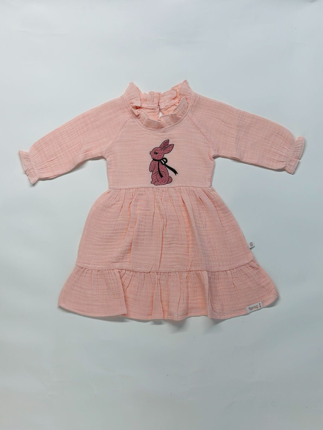 SPROG COLLECTION Girls Embroidered Round Neck Tiered Fit & Flare Dress