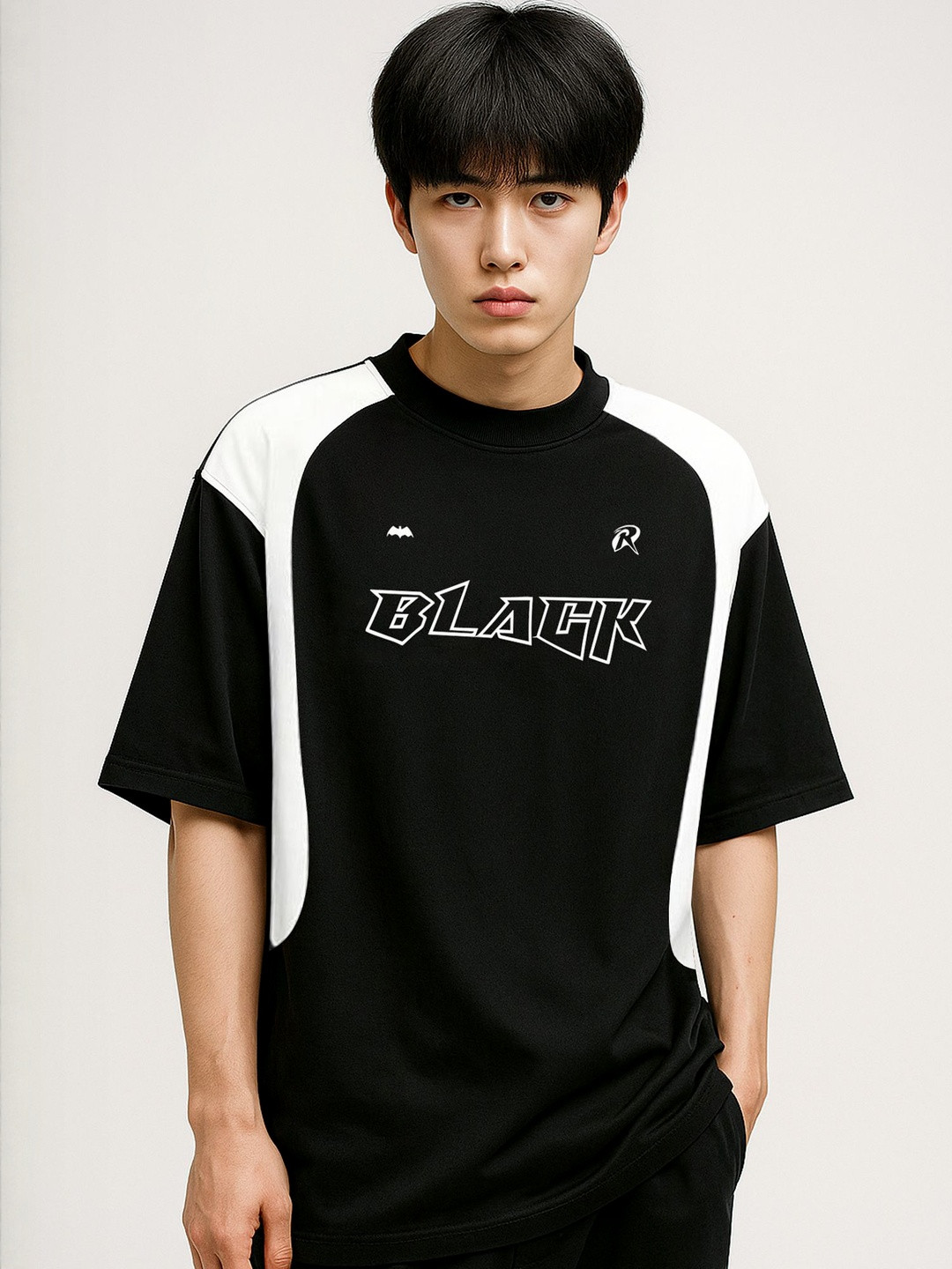 JUMPCUTS Men Typography Printed Round Neck Cotton Relaxed Fit T-shirt