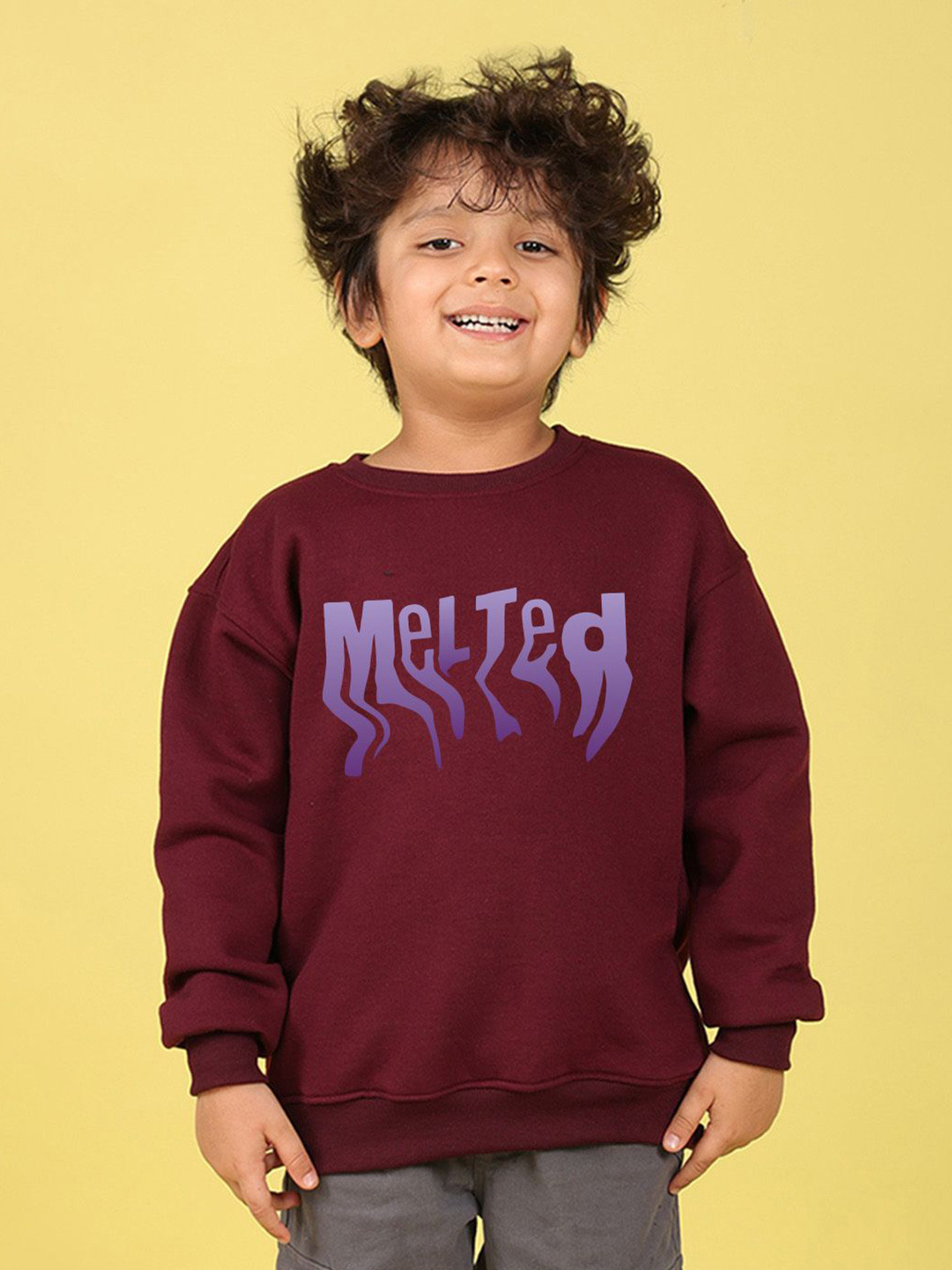 NUSYL Boys Melted Text Printed Oversized Sweatshirt