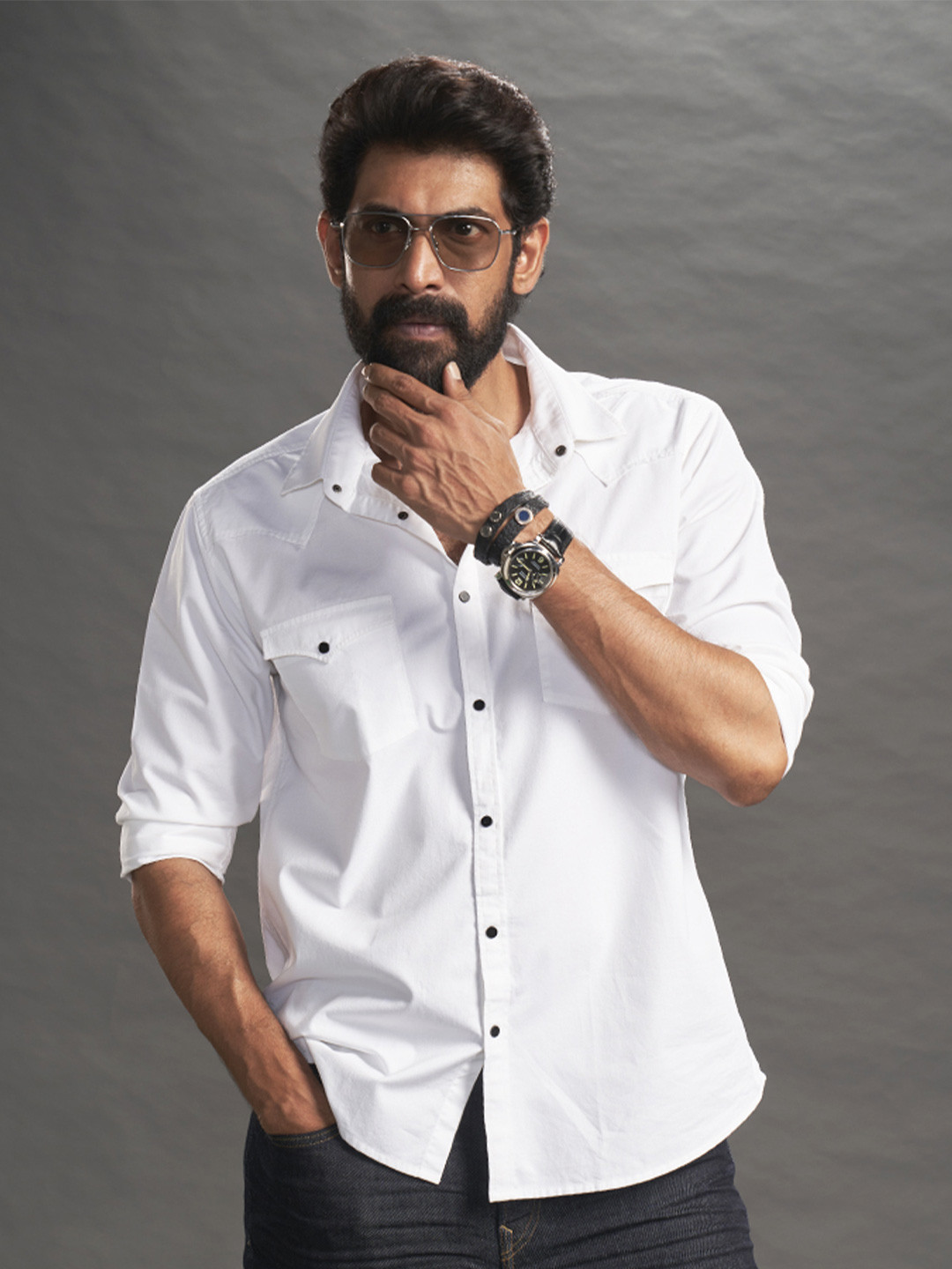 KINGDOM OF WHITE Pure Cotton Western Casual Stay White Shirt