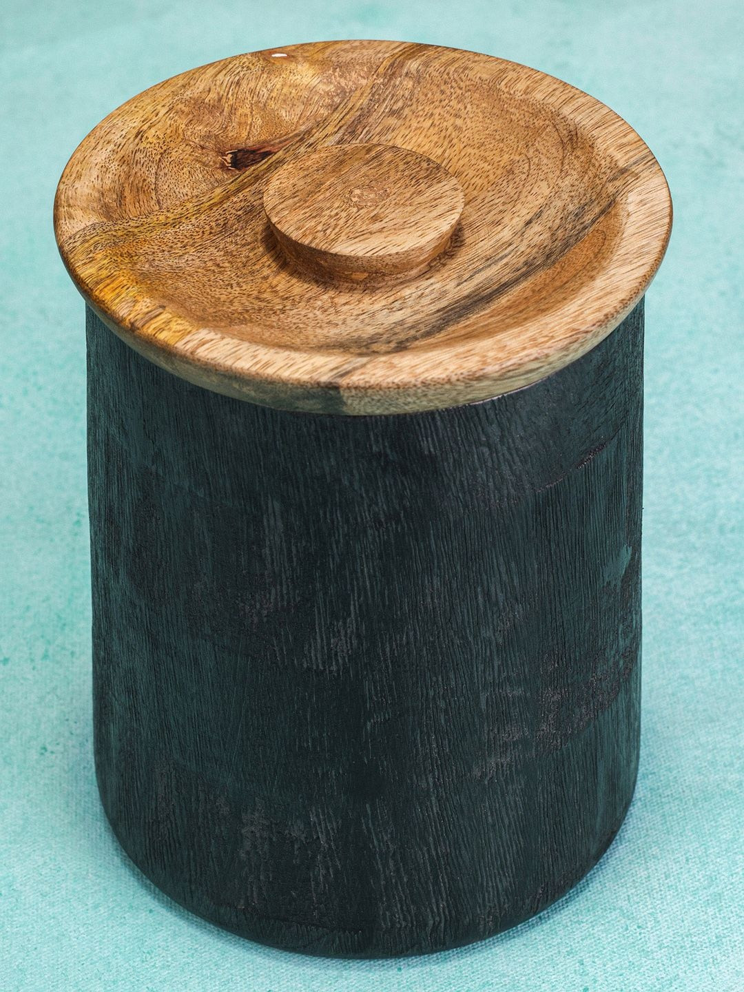 Ireka Homes Grey And Brown Wooden Easy to Clean Canister Container - 0.72 Kg