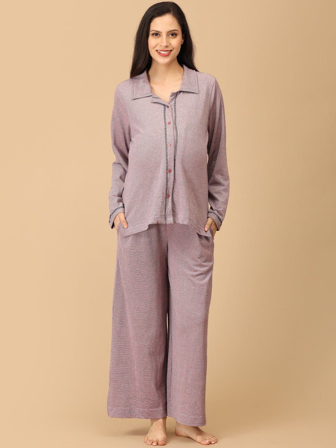 The Mom Store Women Shirt & Pyjamas Maternity  Night suit