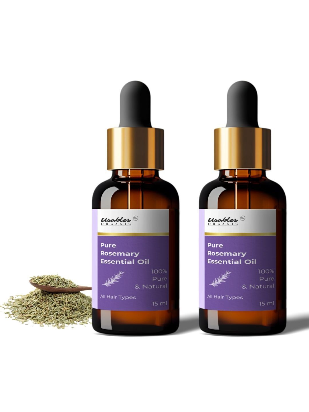 Usables ORGANIC Set Of 2 Pure Rosemary Essential Oil - 15 ml Each