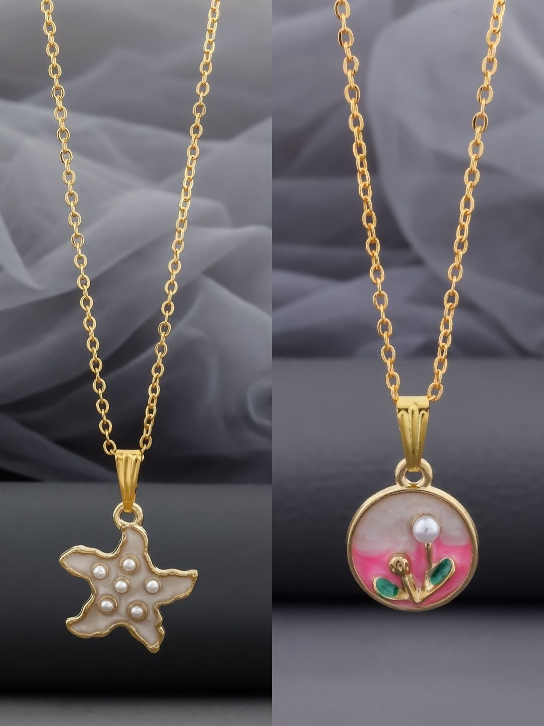 SZN Set Of 2 Stainless Steel Gold-Plated Necklaces And Chains