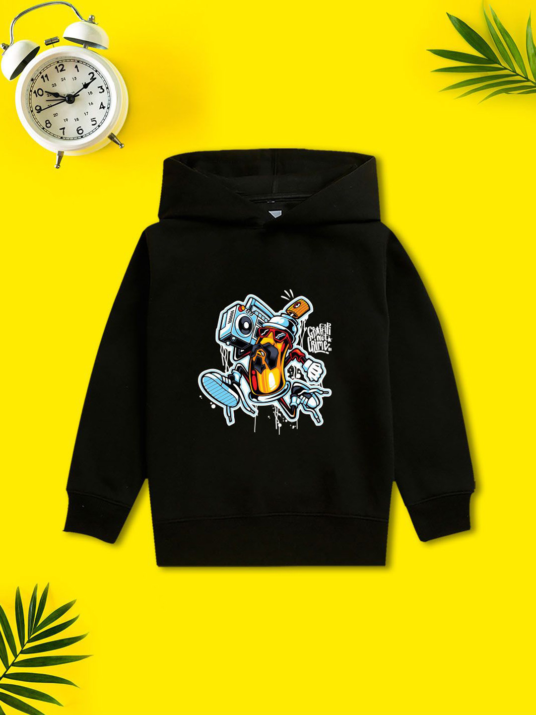 NUSYL Boys Graffiti Art Printed Hooded Sweatshirt