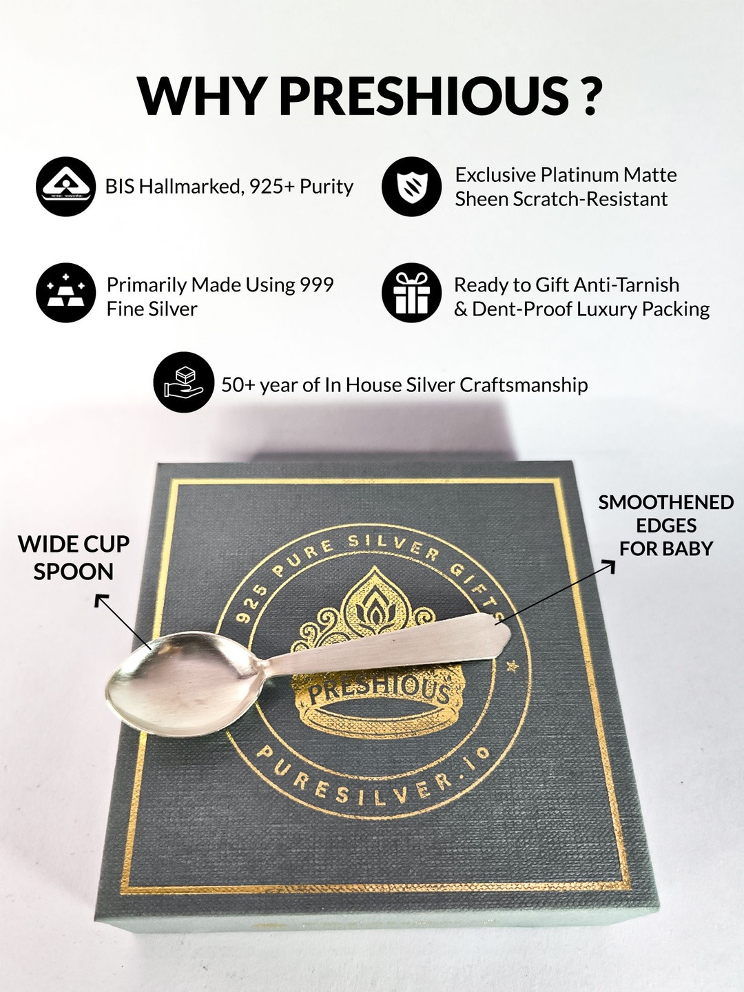 PRESHIOUS Silver-Toned Stainless Steel Soup Spoon