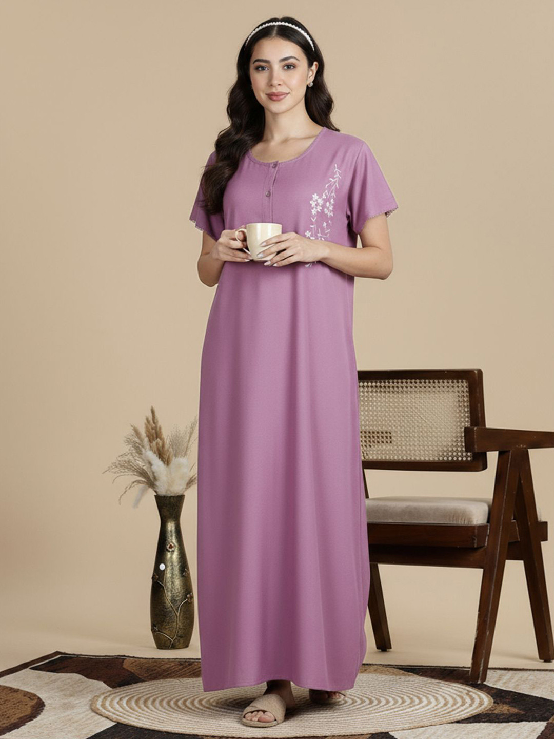 Juliana Dream Embroidered Maxi Nightdress