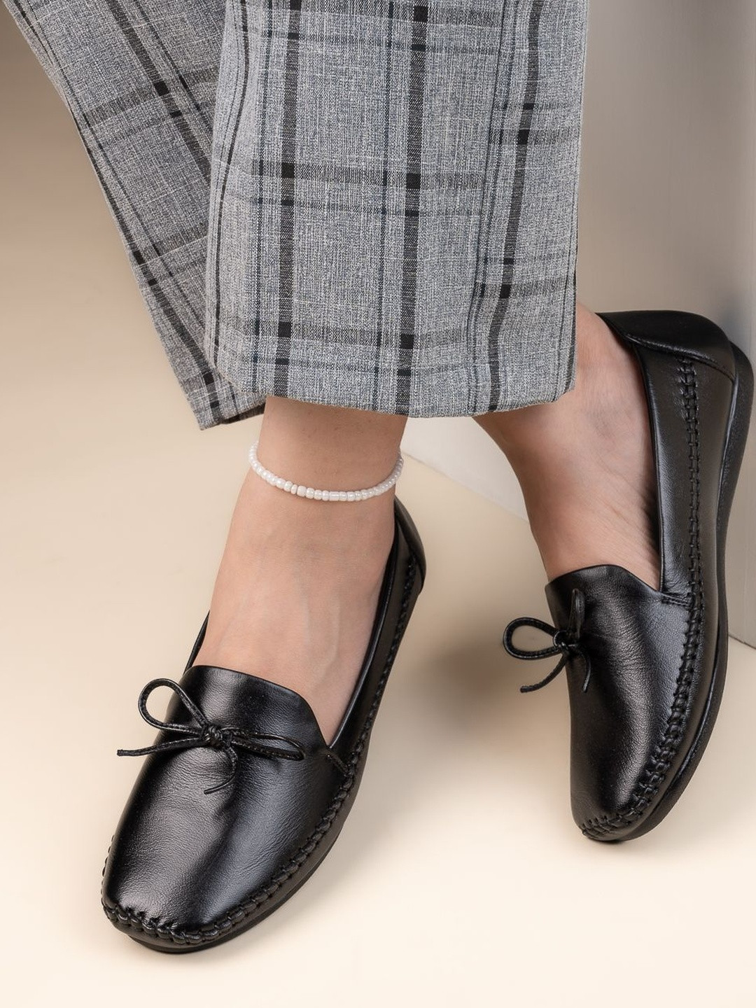 13 Reasons Women Solid Leather Round Toe Slip-On Bows Loafers