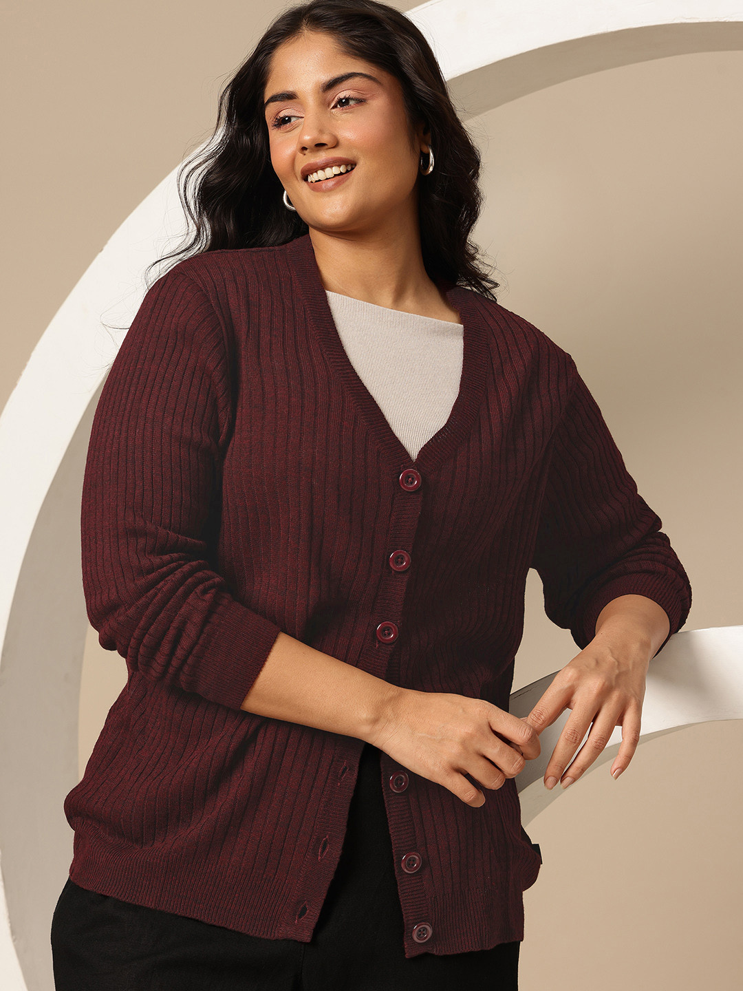 Sztori Plus size Ribbed Cardigan