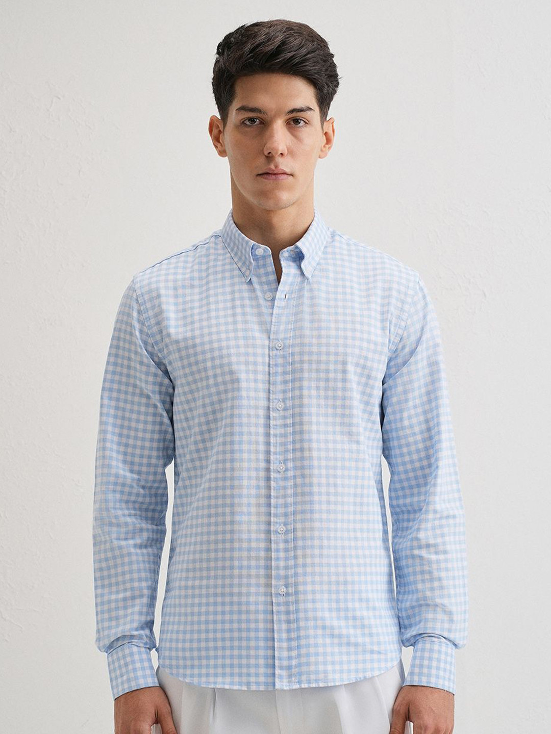 Banana Club Gingham Check Checks Cotton Long Sleeves Shirt