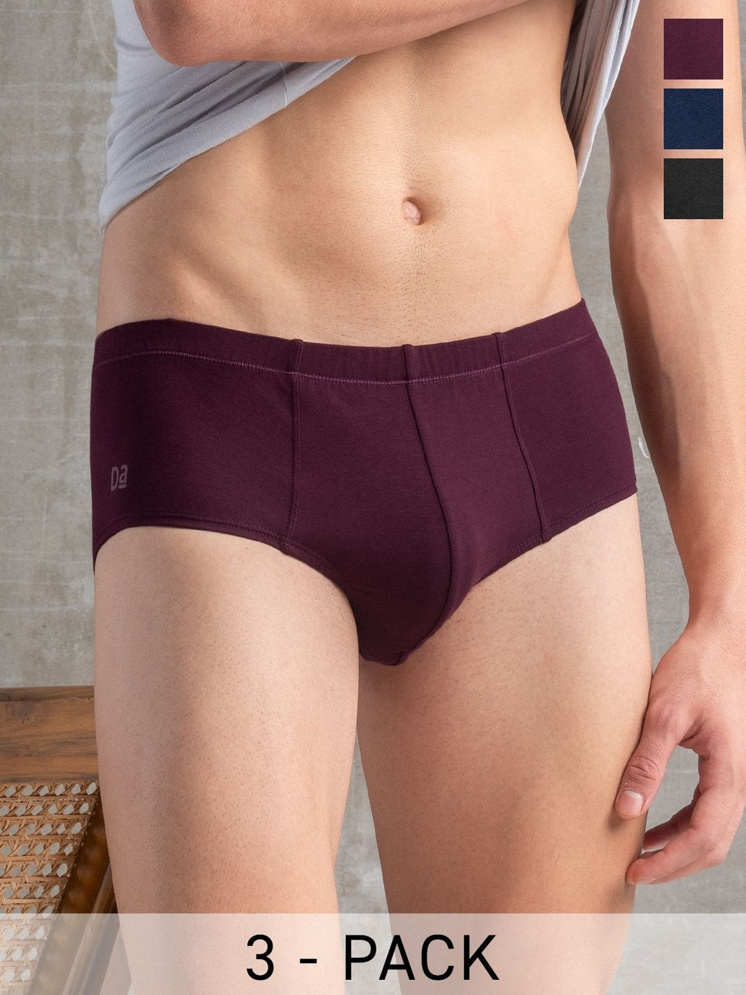 DAMENSCH Men Pack Of 3 Anti-Odour Peppermint Finish Feel Mint Classic Basic Briefs