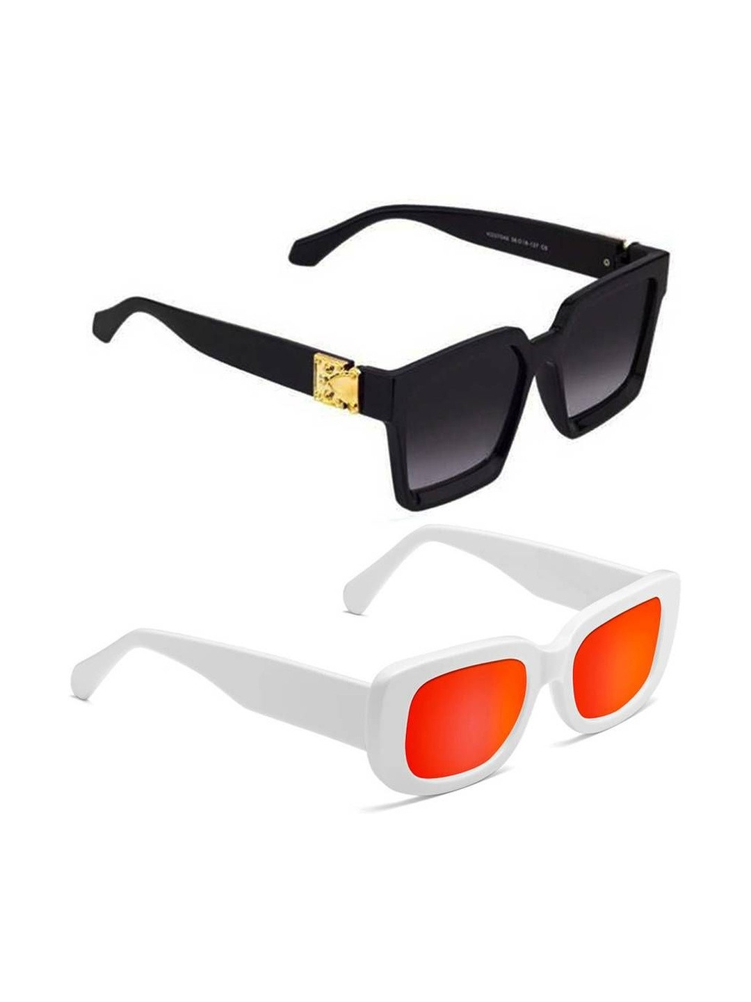 Arzonai Unisex Pack of 2 Rectangle Sunglasses with UV Protected Lens COMBO-2728