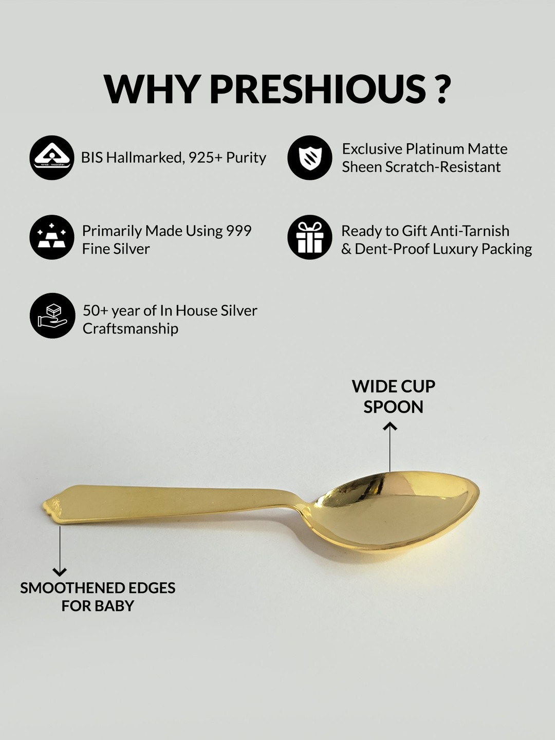 PRESHIOUS Gold-Toned Stainless Steel Soup Spoon