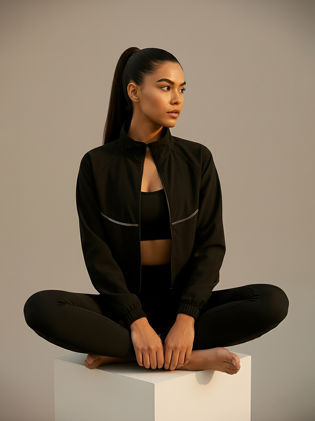 Fitkin Lightweight Mock Collar Reflective Detail Anti Odour Sporty Jacket