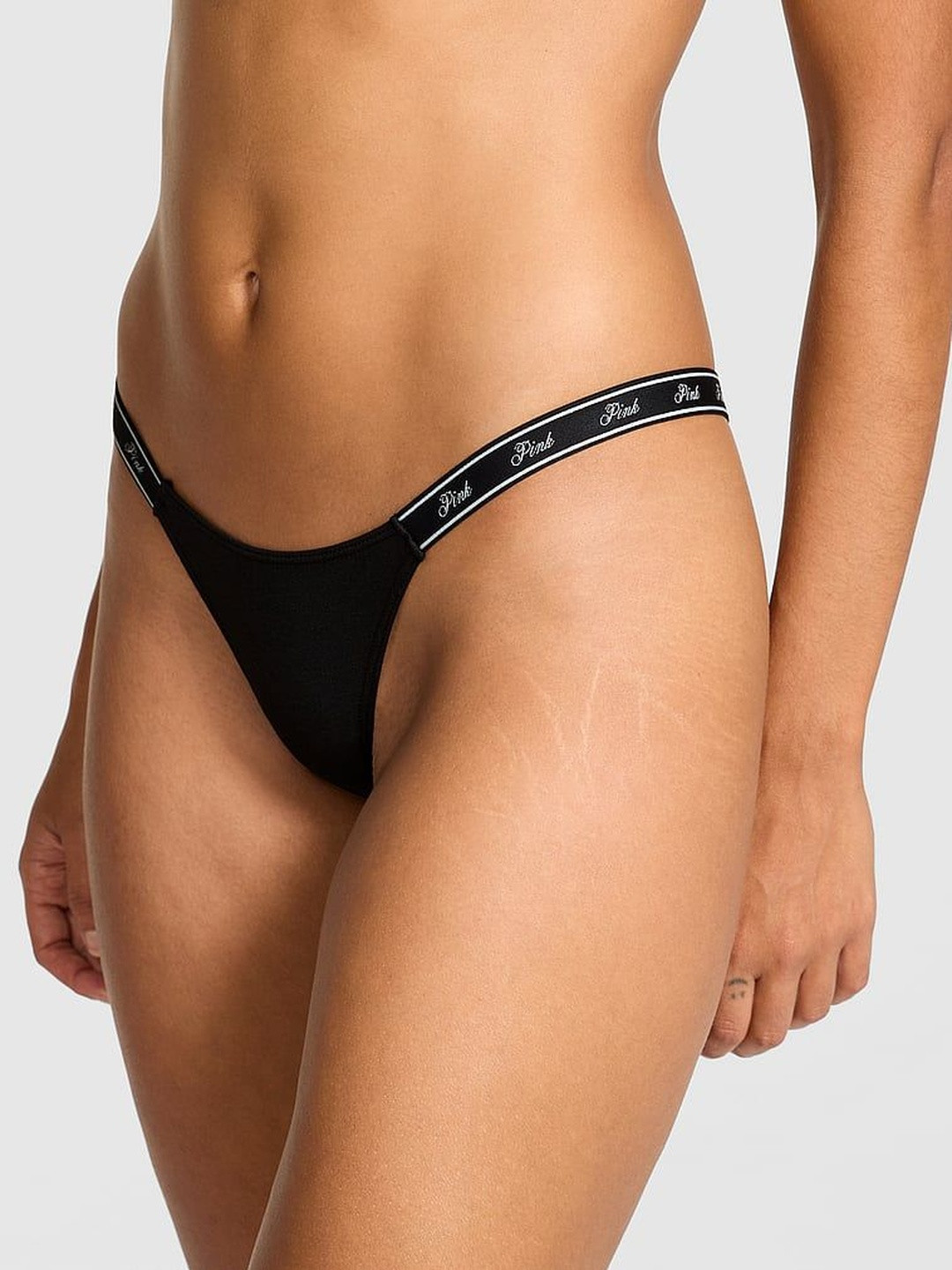 Victoria's Secret Women Logo Cotton High-Rise Micro Thong Briefs