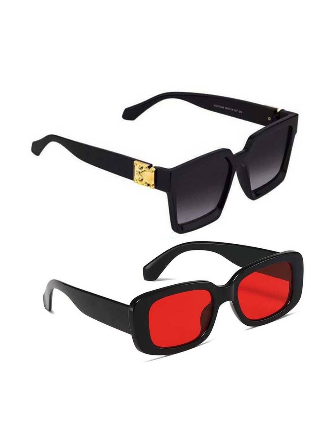 Arzonai Unisex Pack Of 2 Full Rim Rectangle Sunglasses with UV Protected Lens COMBO-2765