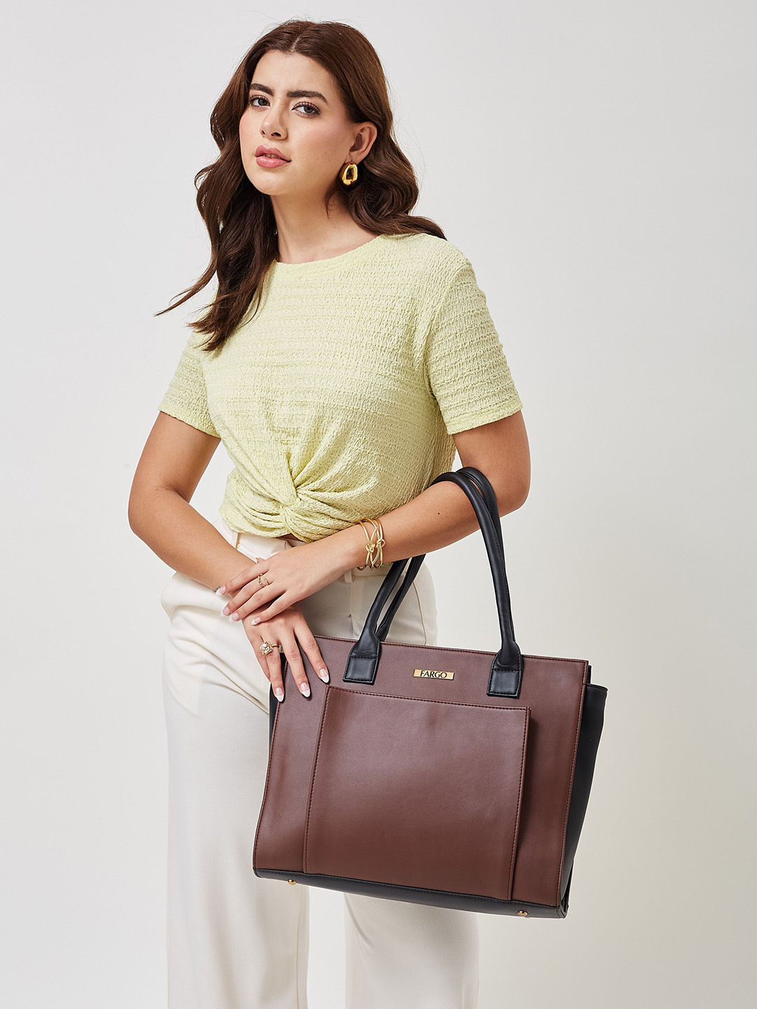 FARGO Amara Women Water Resistant Structured Zipper Tote Bag