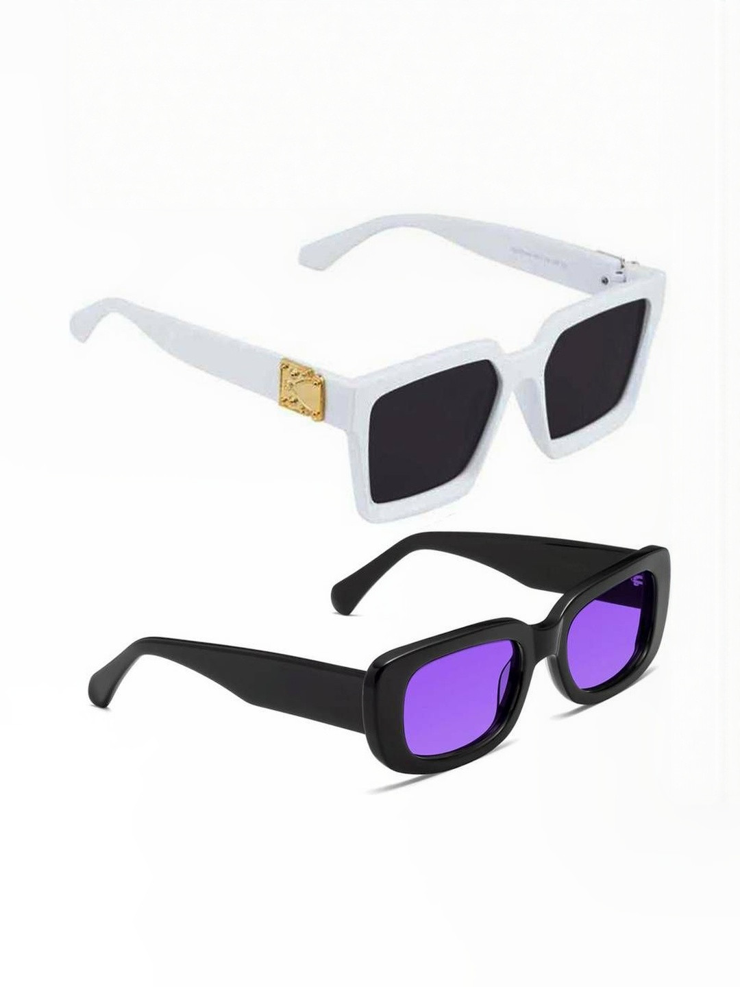 Arzonai Unisex Set Of 2 Rectangle Sunglasses with UV Protected Lens COMBO-2721