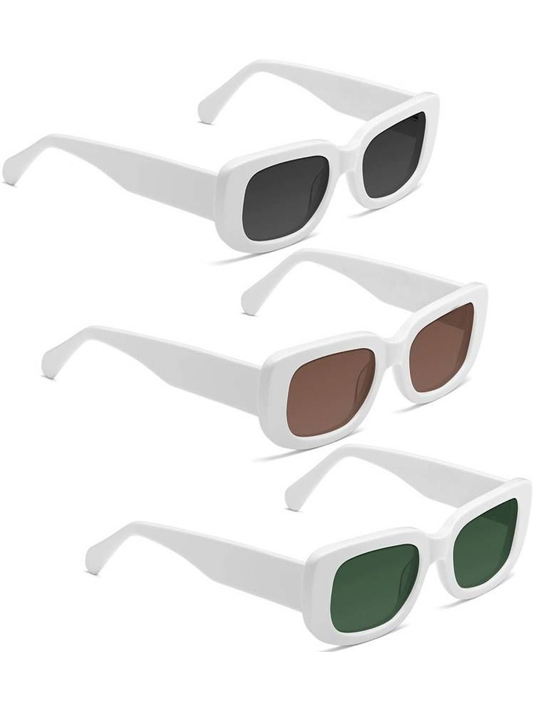 Arzonai Unisex Pack Of 3 Rectangle Sunglasses with UV Protected Lens COMBO-2717