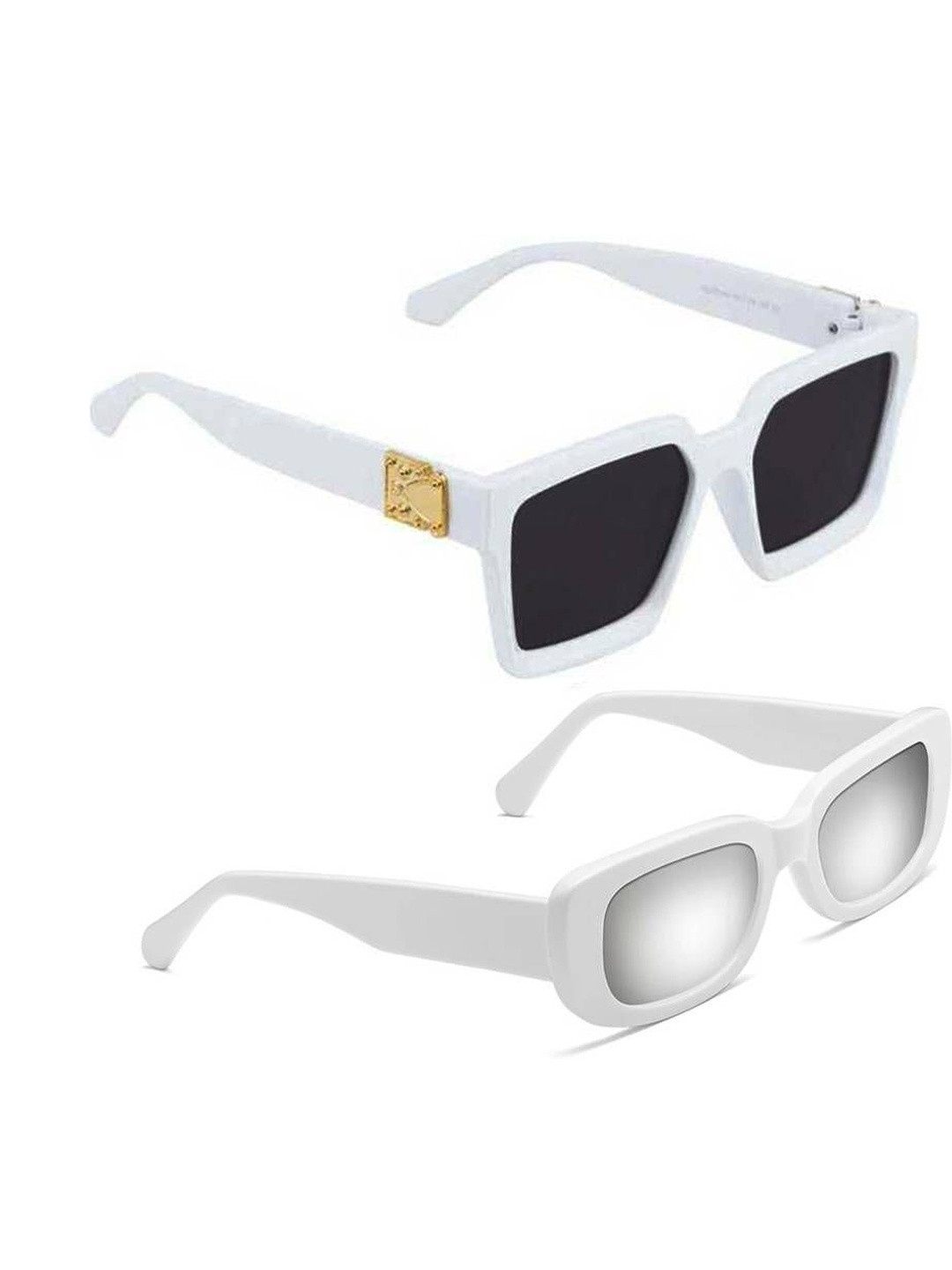 Arzonai Unisex Pack of 2 Rectangle Sunglasses with UV Protected Lens COMBO-2738