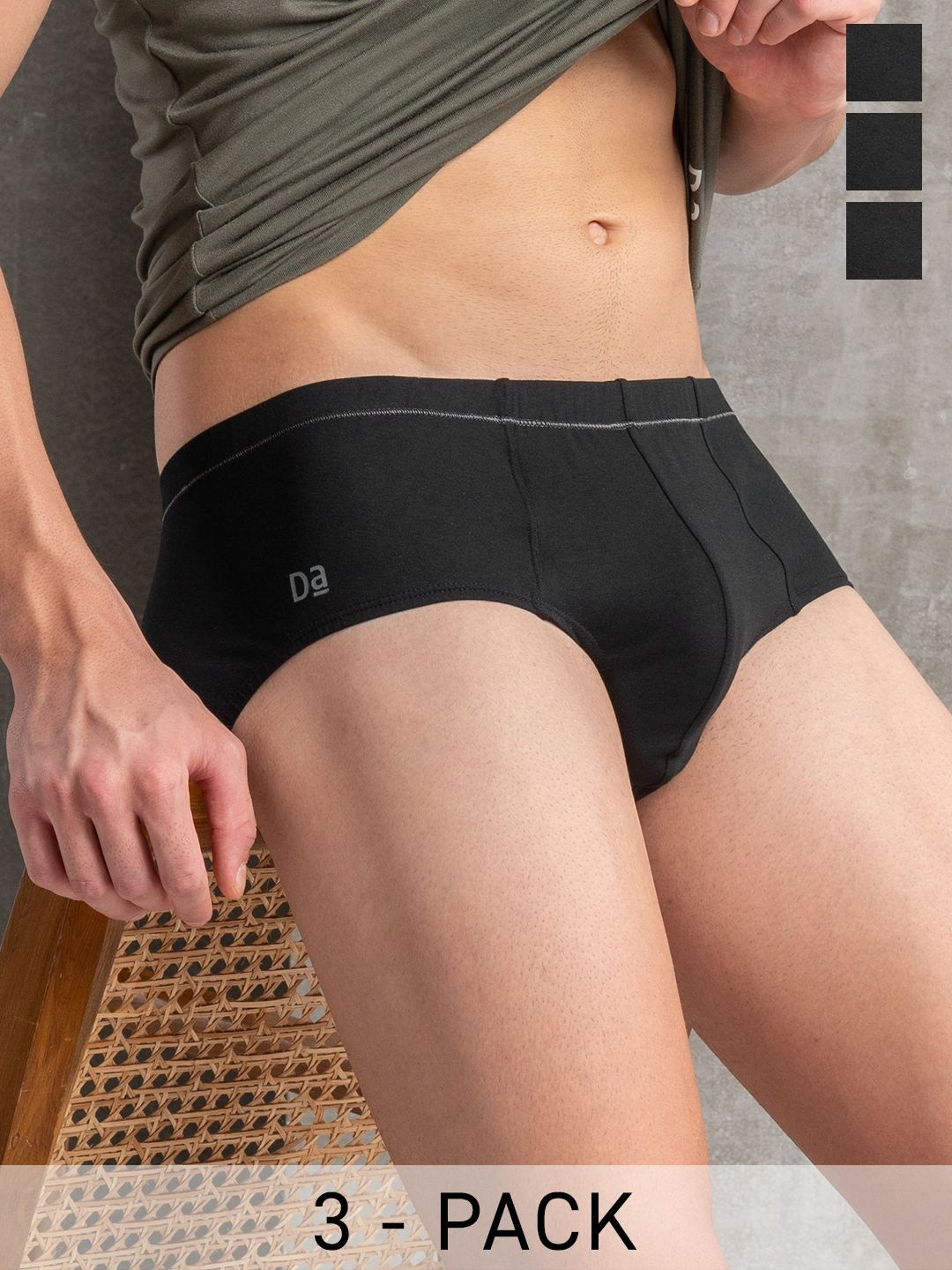 DAMENSCH Pack Of 3 Men Anti-Odour Peppermint Finish Feel-Mint Classic Basic Briefs