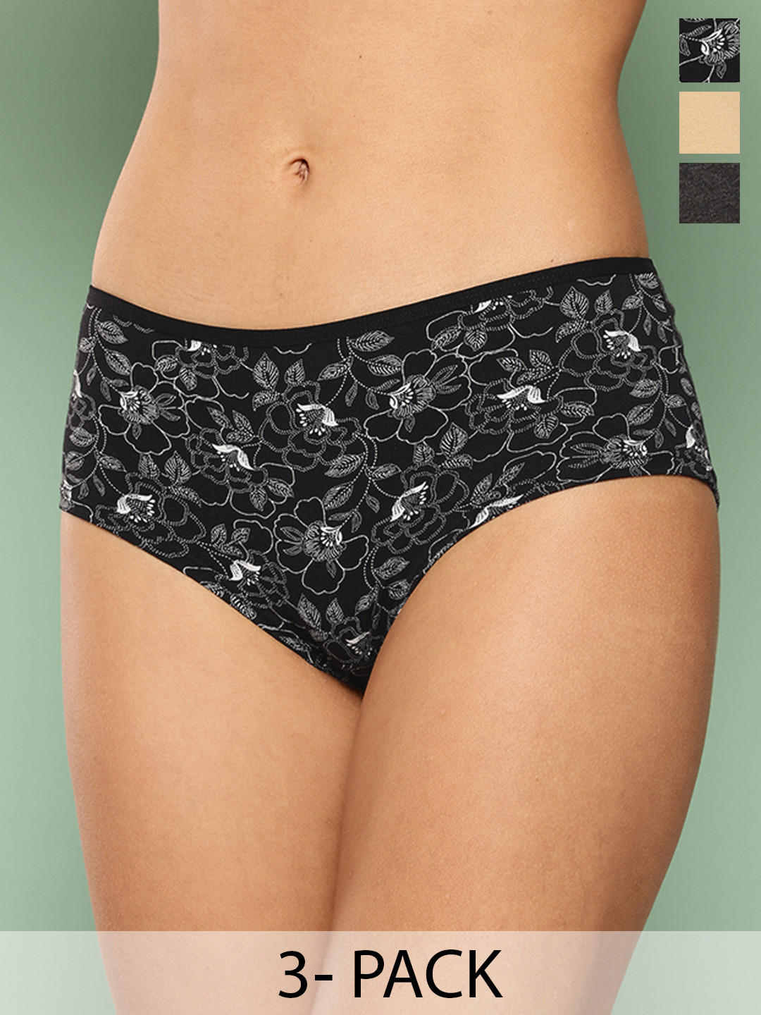 Leading Lady Women Pack Of 3 Assorted Low-Rise Boy Shorts