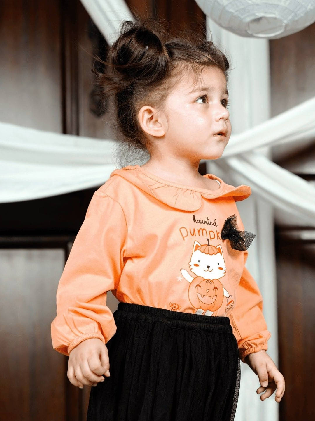 TIDY SLEEP Girls Printed Round Neck Pure Cotton Top With Skirt