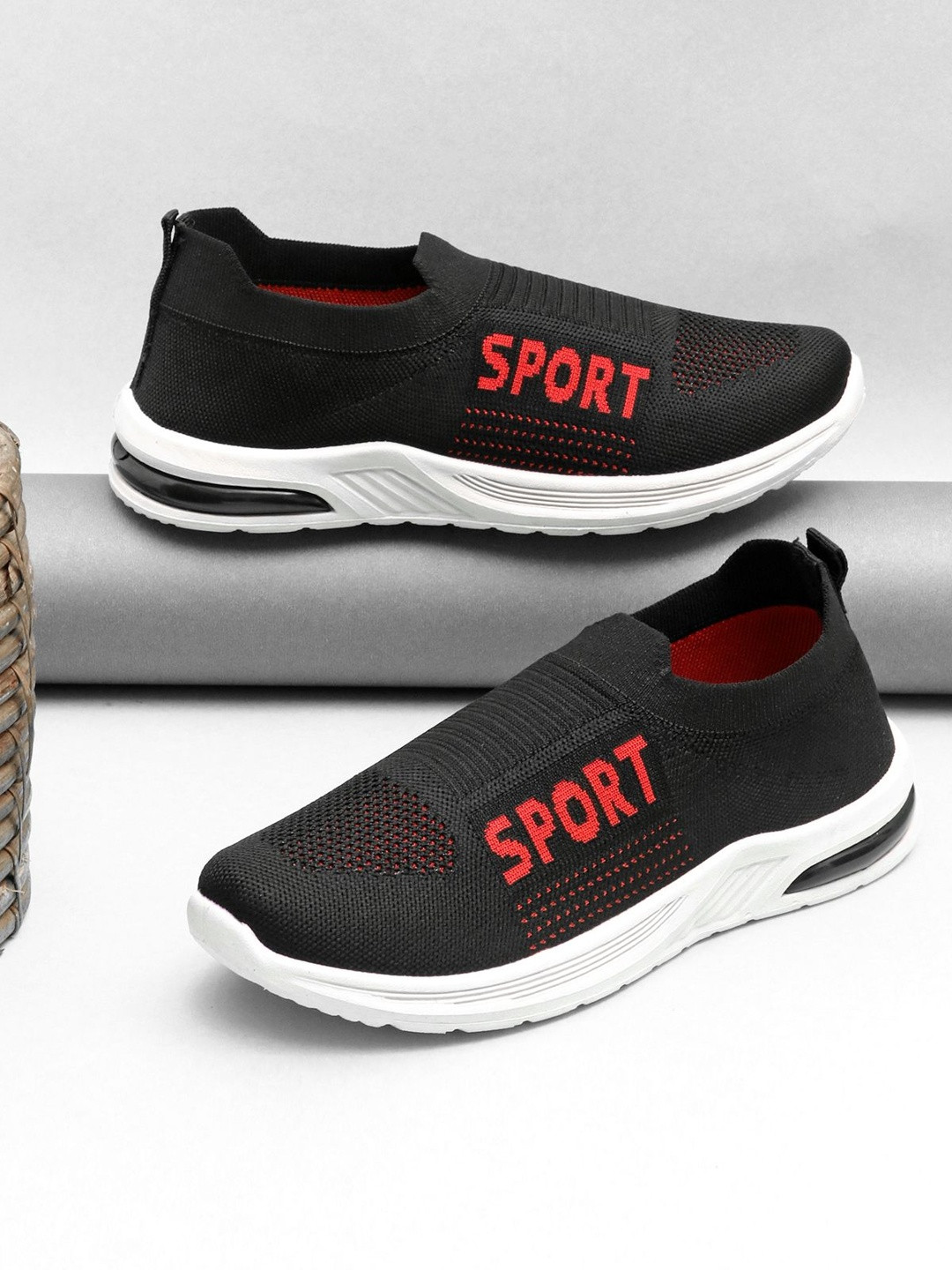 CIBEK Women Solid Round Toe Slip-On Sneakers Shoes with Memory Foam & Air Cushion Comfort