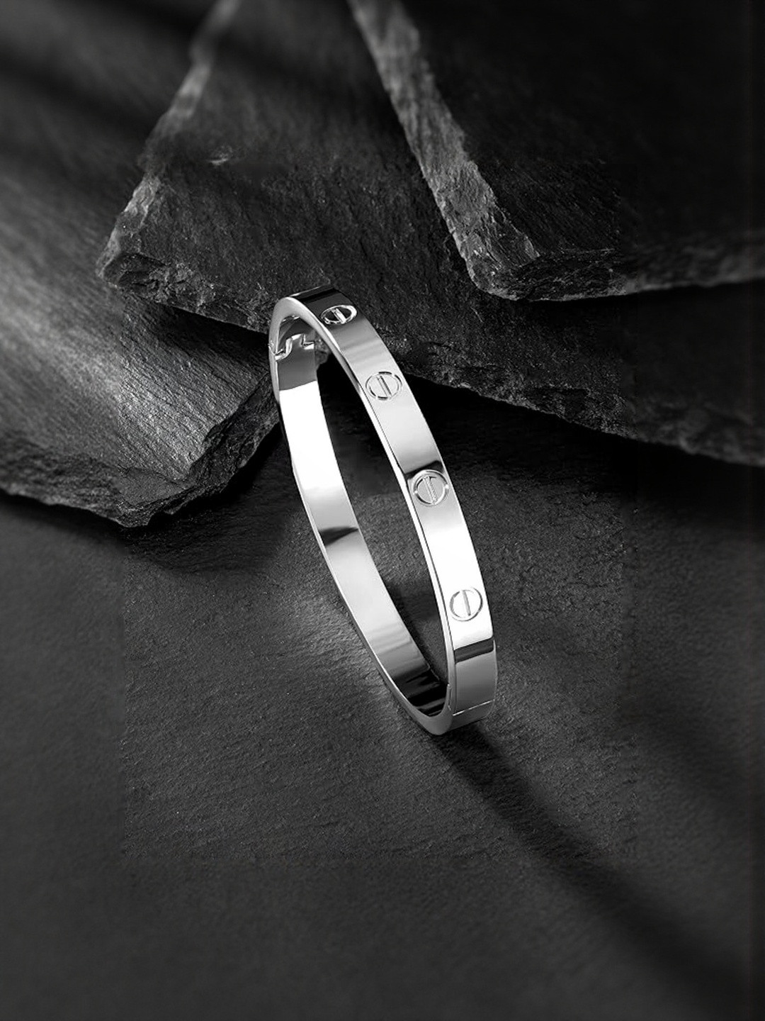 Eklota Stainless Steel Silver-Plated Wraparound Bracelet
