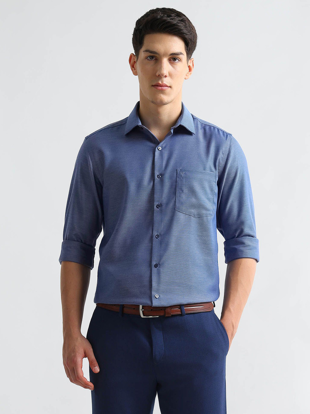 Arrow Men Textured Auto Press Pure Cotton Formal Shirt