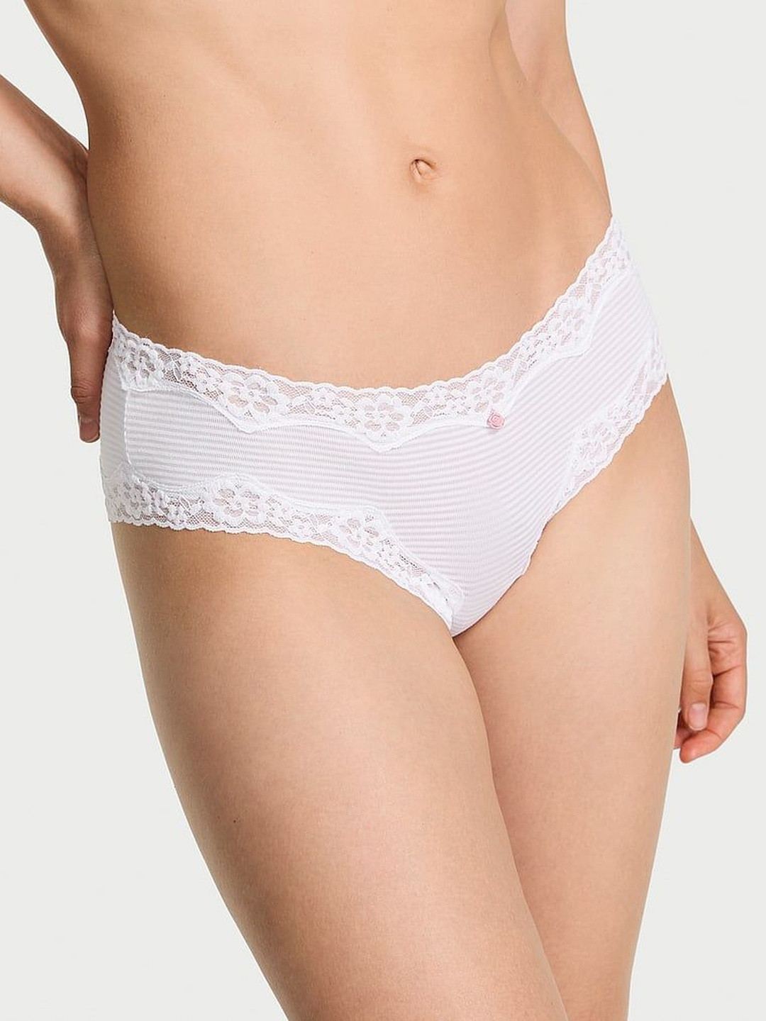 Victoria's Secret Women Cotton Shadow Stripe Self Designed Low-Rise Basic Briefs