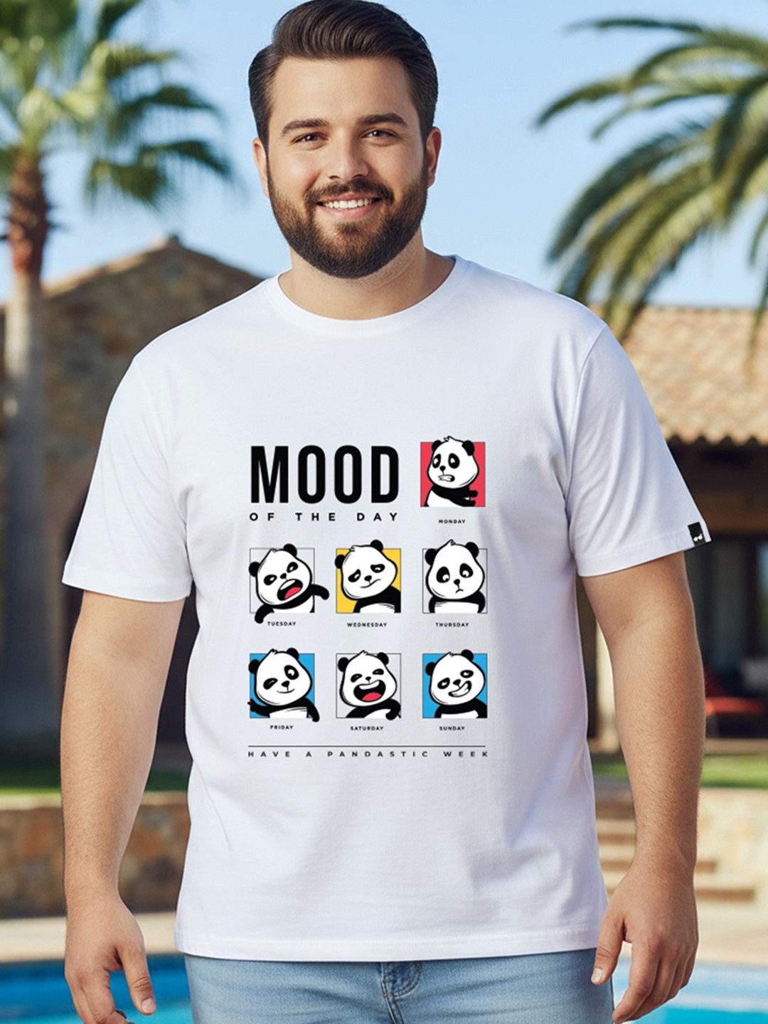 Bewakoof Panda Mood Of The Day Typography Print Plus Size T-shirt