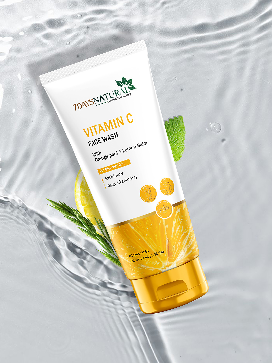 7DAYSNATURAL Natural Vitamin C Face Wash With Orange Peel - 100 ml