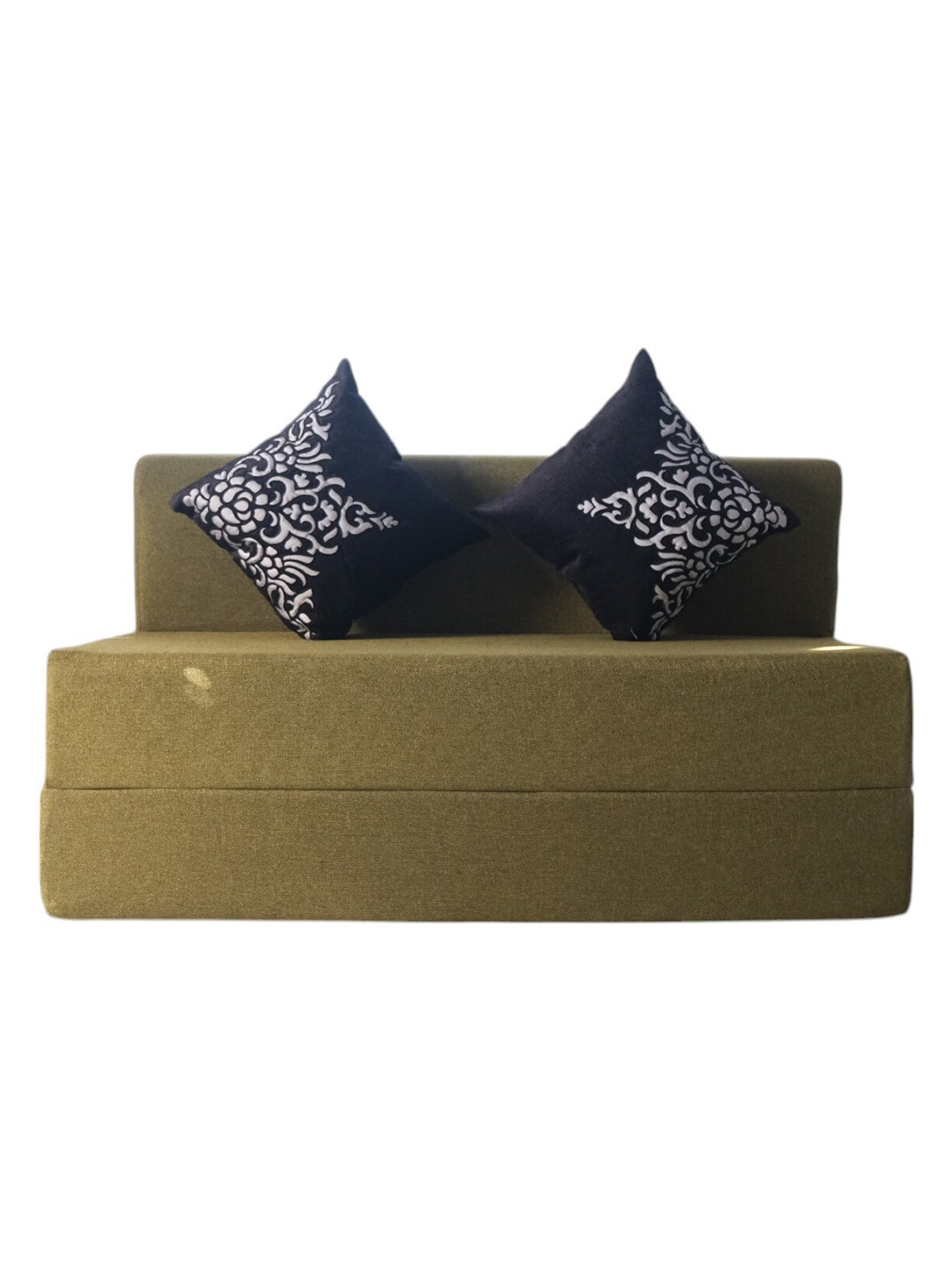 FRIENDS LIFE Green 2 Seater Fold Out Sofa Cum Bed With 2 Pillows