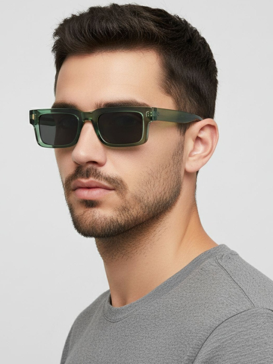 goglassic Lucifer Men UV Protected Lens Rectangle Sunglasses LUCIFER-GREEN-BLACK