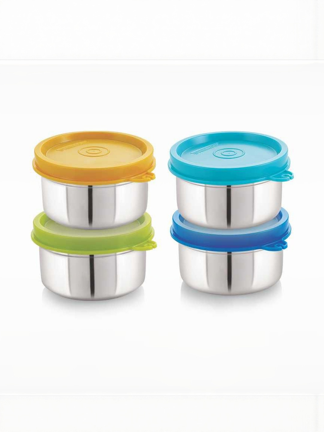 STEELLOCK Blue & Silver-Toned 4 Pieces Stainless Steel Airtight Lunch Boxs-30 Inch each