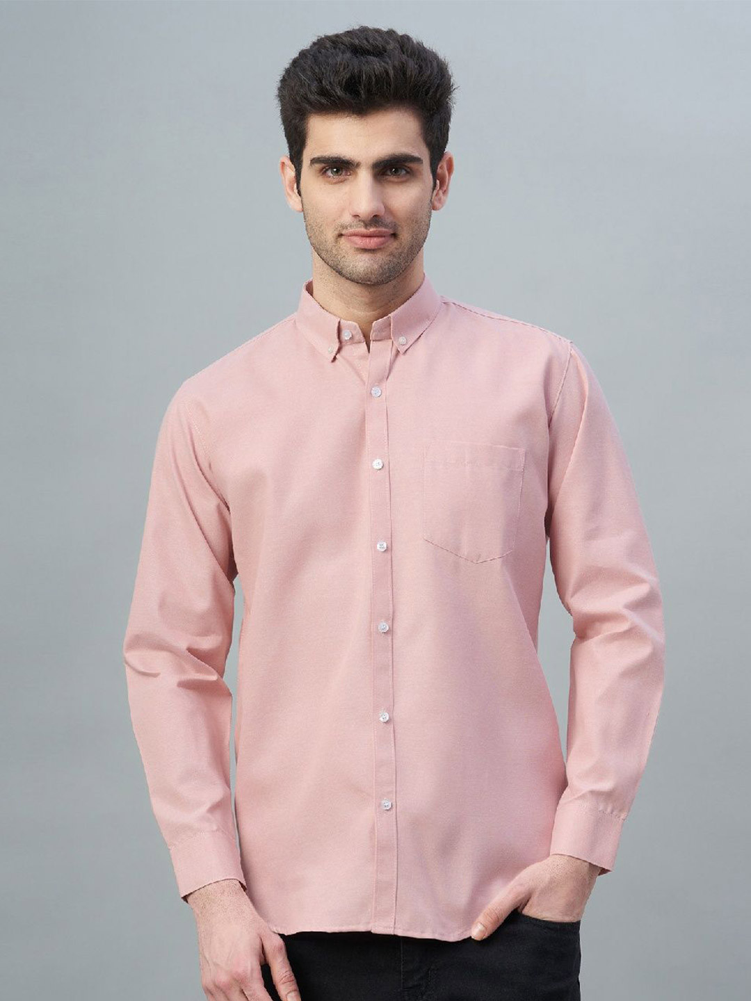 Swoke Unisex Button-Down Collar Pure Cotton Regular Fit Casual Shirt