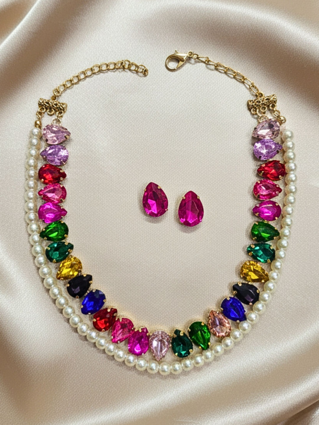 Anouk Diamond Cubic Zirconia Crystal-Studded Jewellery Set