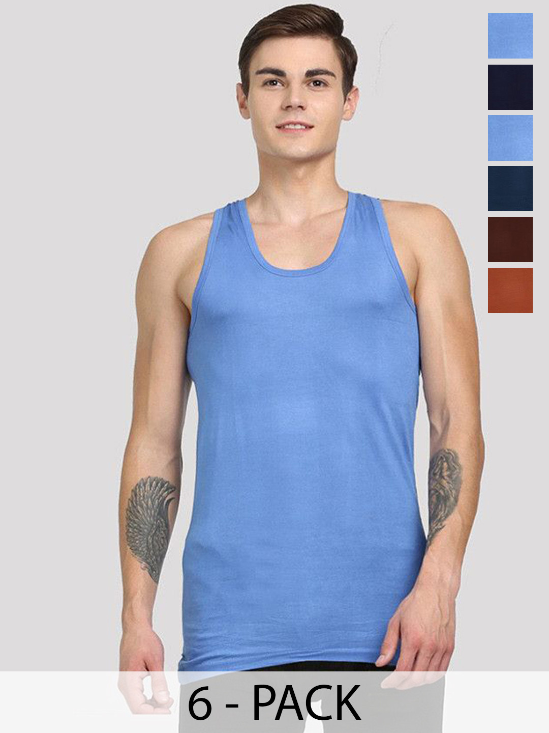 Rupa Jon Men Pack Of 6 Cotton Undershirt Innerwear Vest