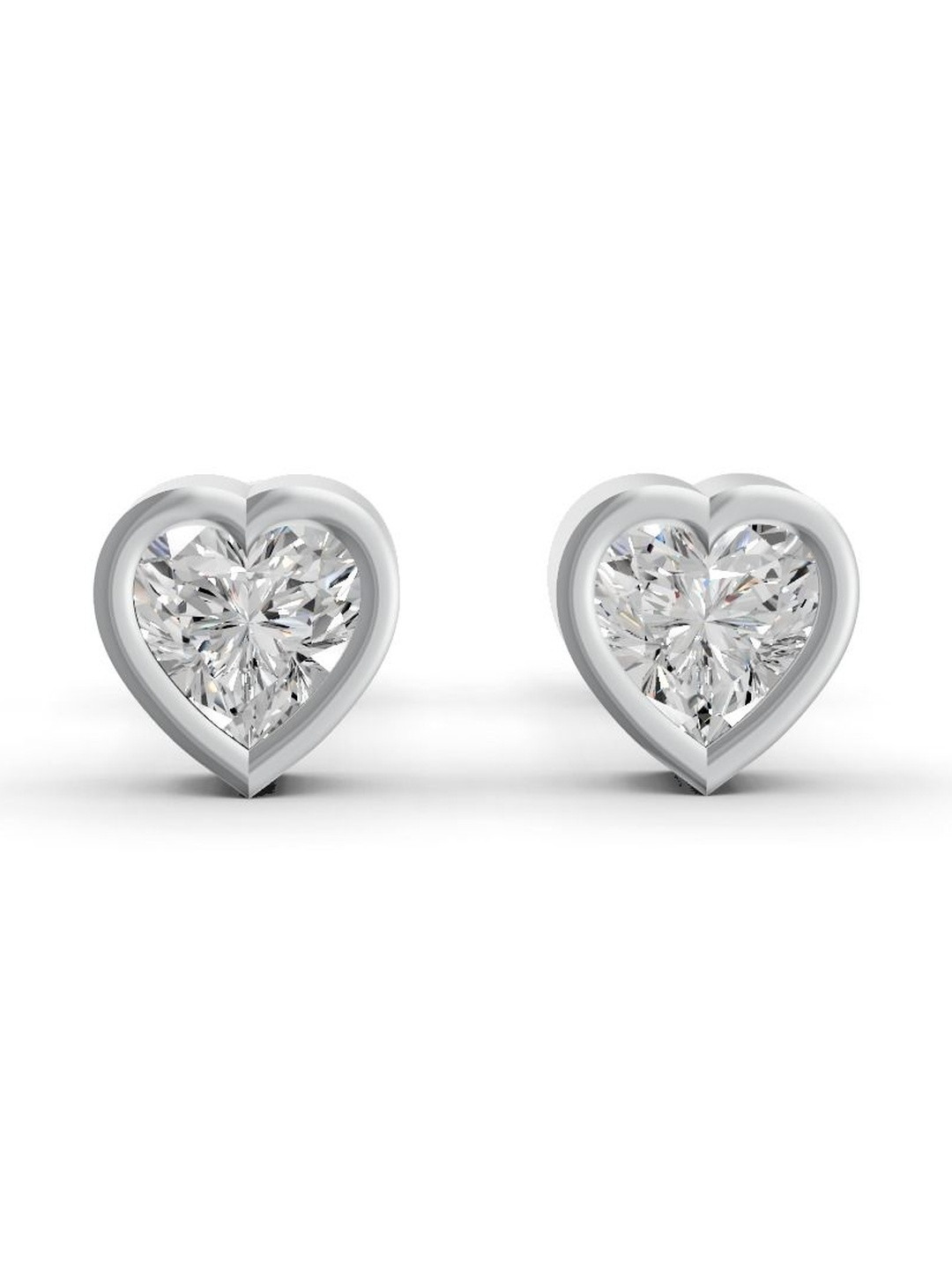 Forever Jewels Sterling Silver Gold- Plated 4Ct Moissanite Heart Shaped Studs