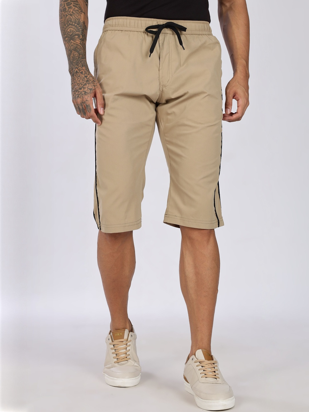 24 Street Men Striped Mid-Rise Capri Shorts