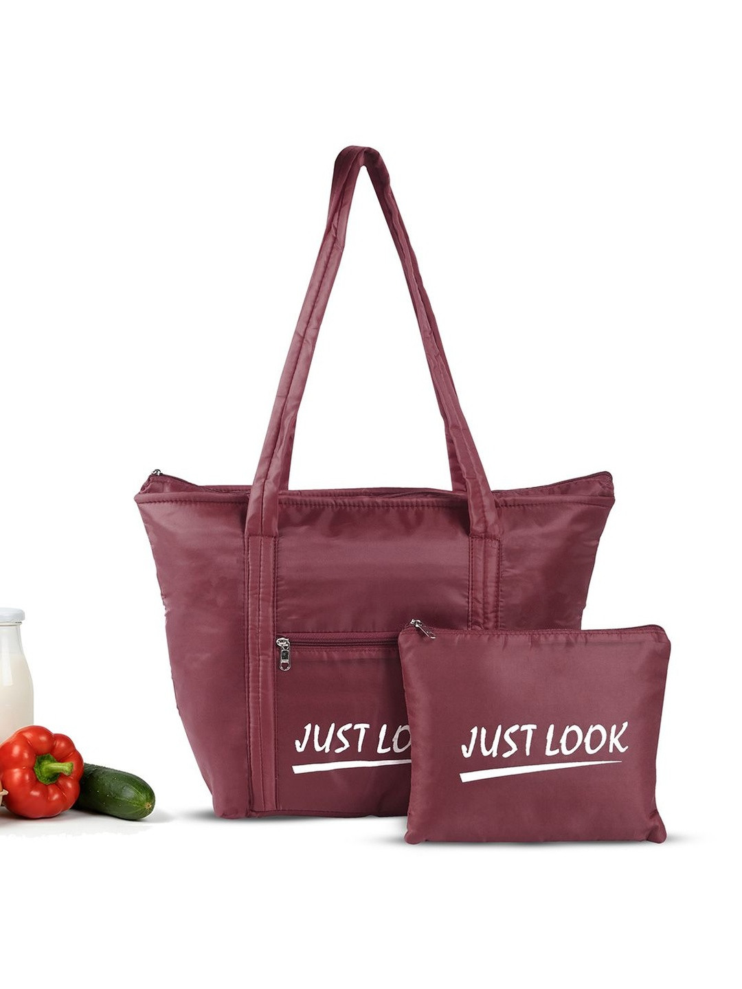 Aura Maroon & White Printed Parachute Foldable Duffle Bag 20L