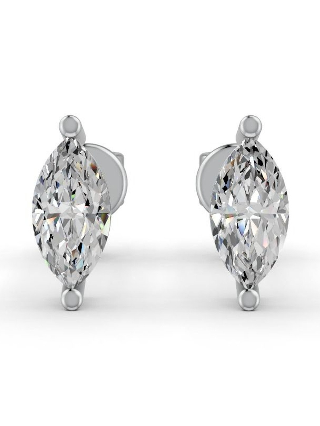 Forever Jewels 14K White Gold Plated 5Ct Marquise Cut Moissanite Stud