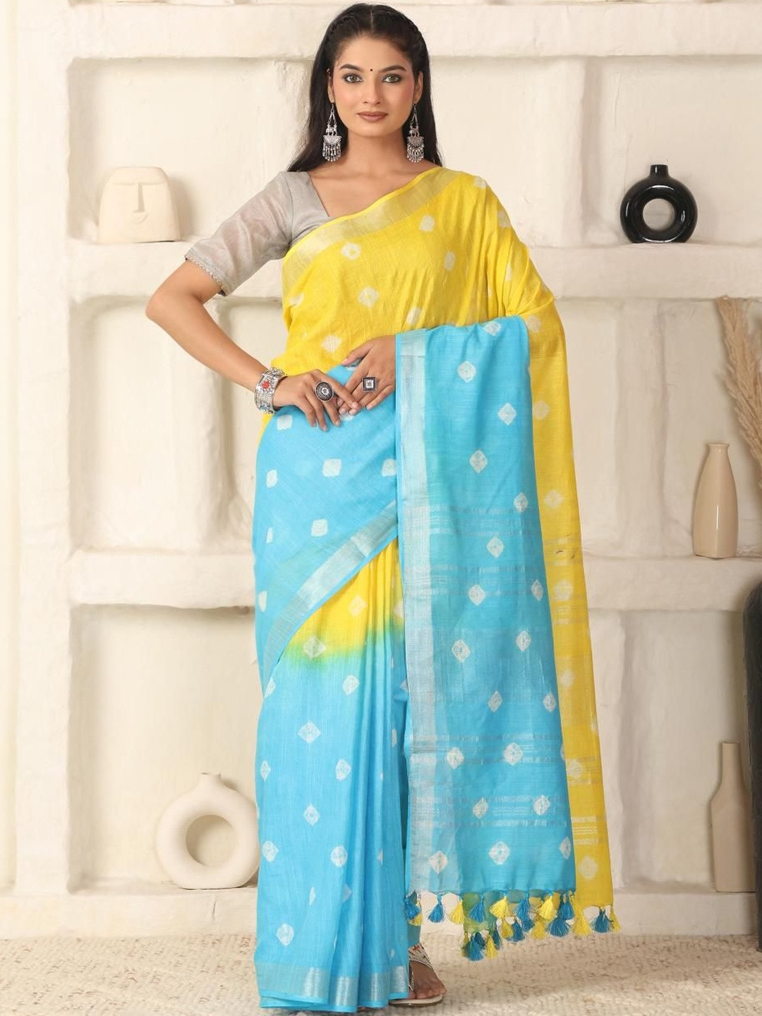 HAIDER ALI AND SONS Bandhani Art Silk Handloom Banarasi Saree