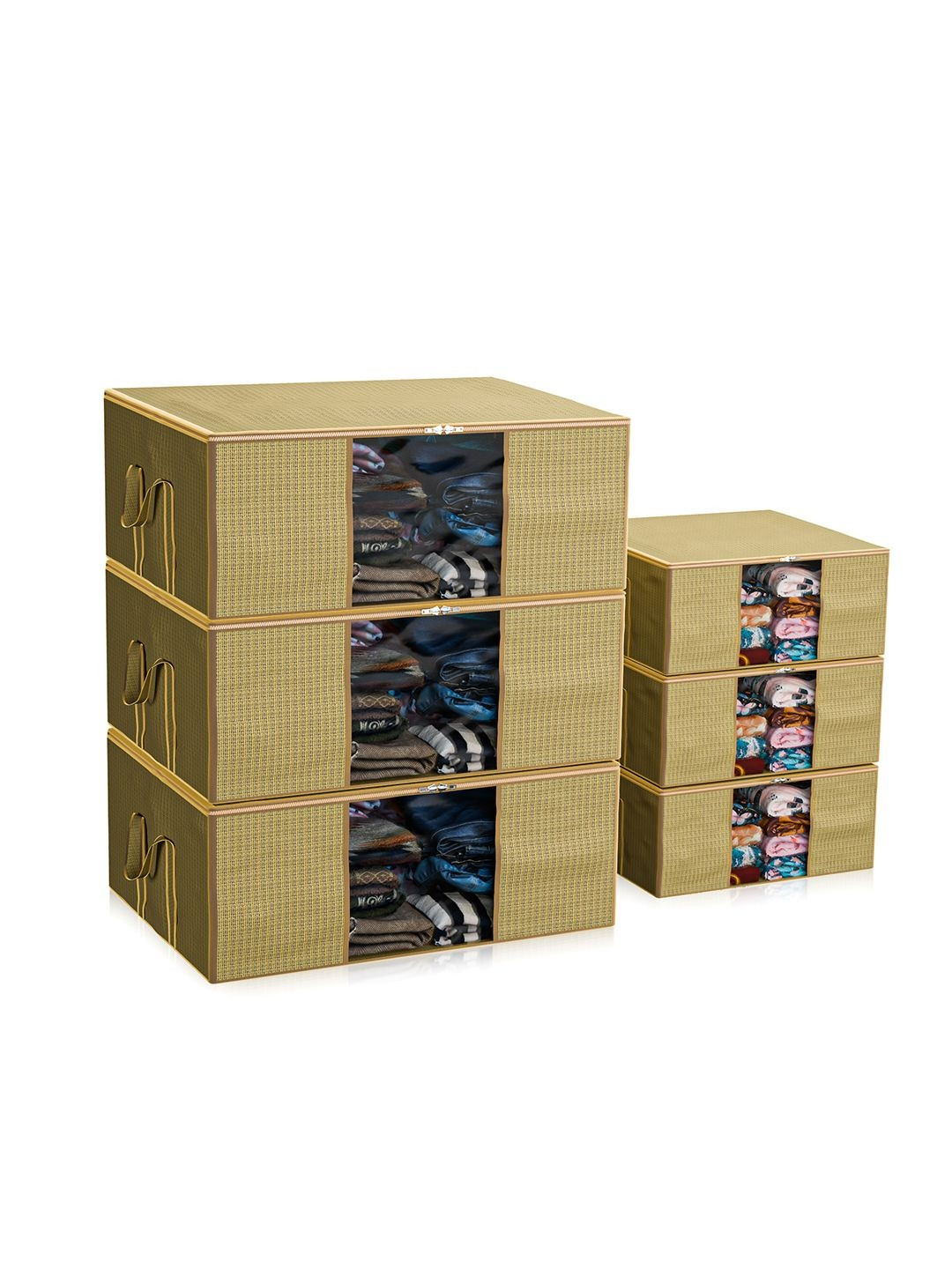 Aura Gold-Toned 6 Pieces Underbed Storage & Saree Cover Bags