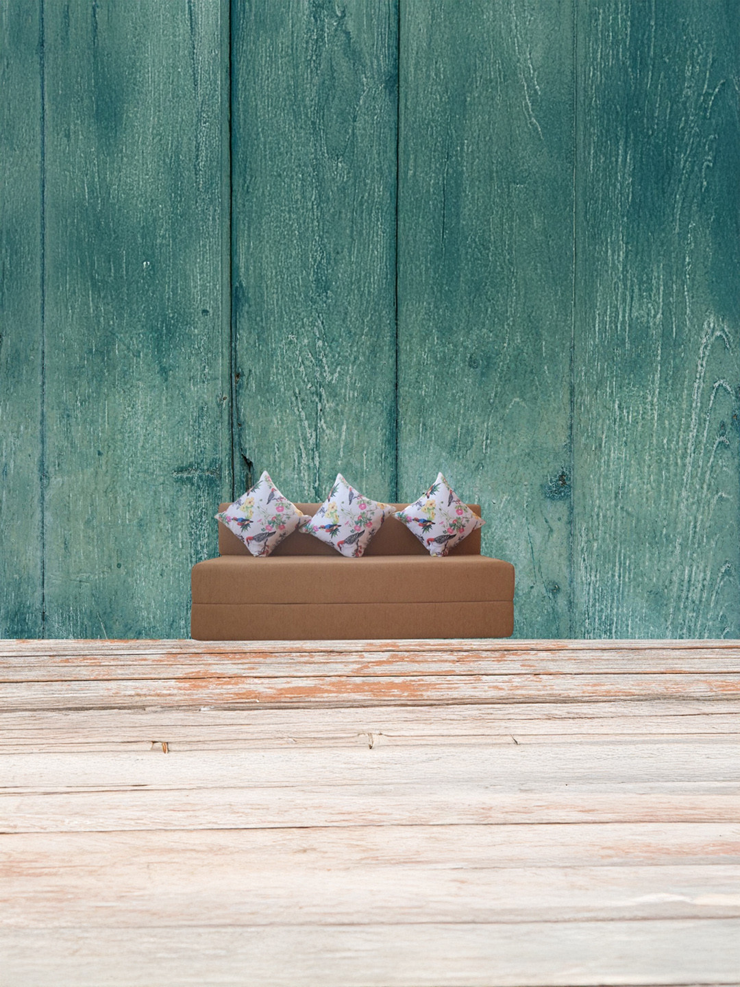 FRIENDS LIFE Brown & White 3 Pcs Seater Matte Inflatable Sofa Cum Beds