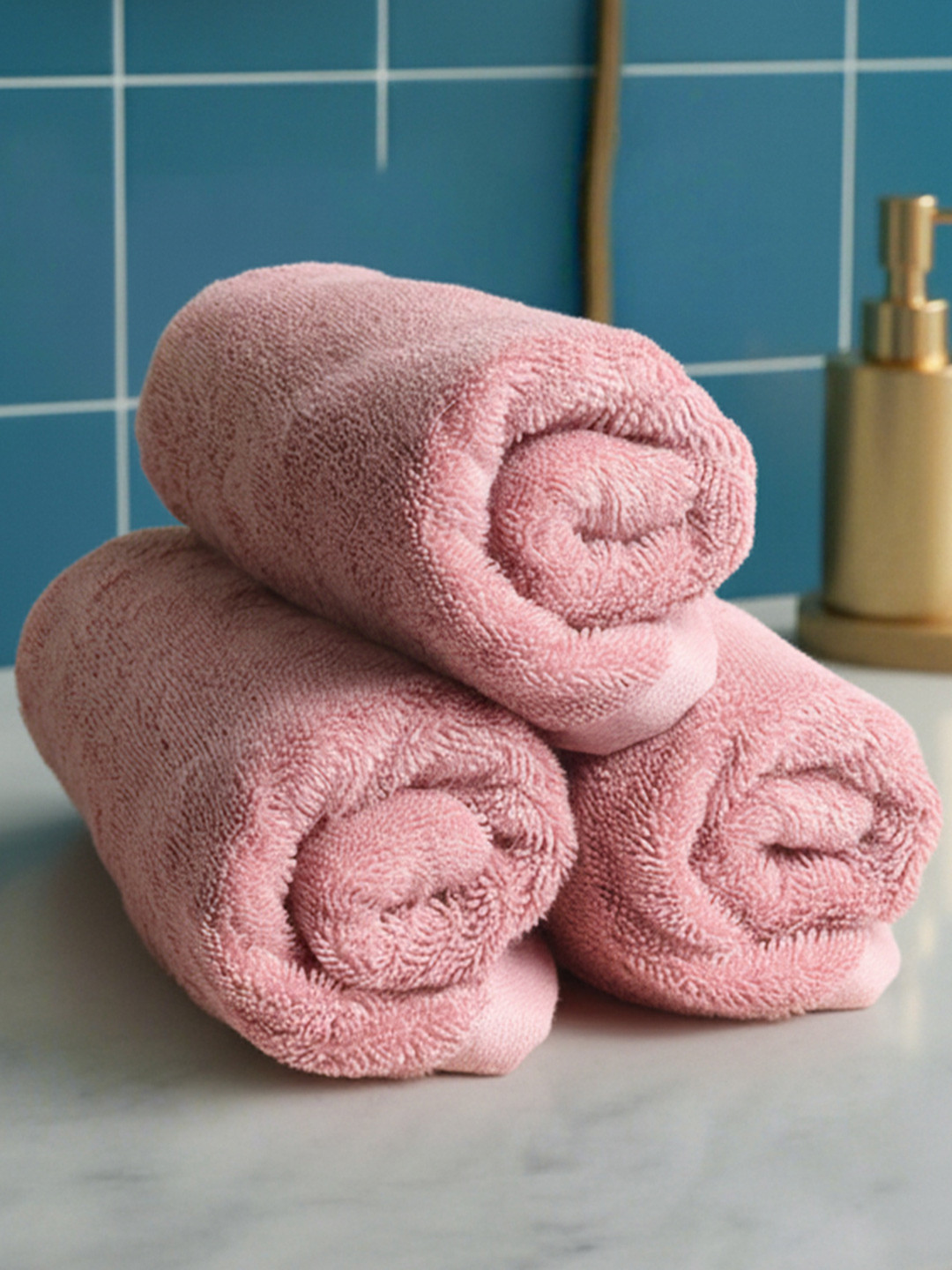 Heelium Peach Unisex Pack of 3 Bamboo Super Soft & Quick Drying Home & Gym Hand Towel